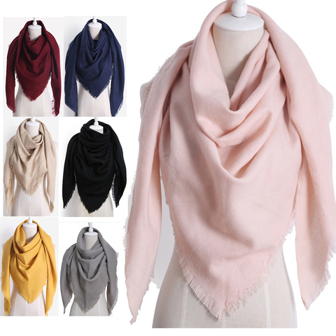 2022 New Fashion Winter Warm Triangle Scarf For Women Pashmina Shawl Cashmere Plaid Scarves Blanket  Shawls scarf female stole ► Photo 1/6