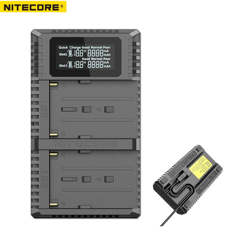 Nitecore USN3 Pro Dual Slot USB QC Charger For Sony NP-FM500H NP-F550 NP-F970 NP-F770 NP-F730 NP-F750 F550 F970 Camera Battery ► Photo 1/5