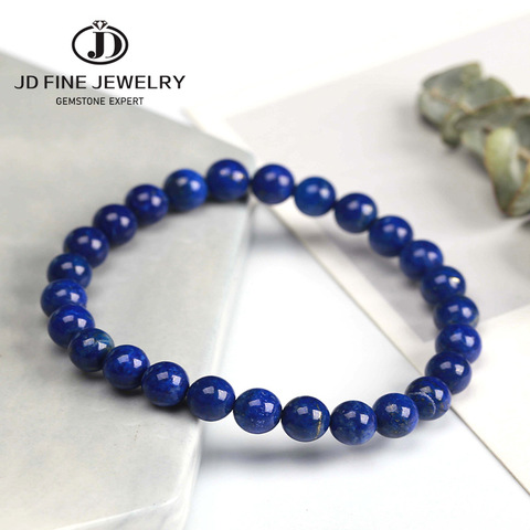 JD High Quality Natural Stone Lapis Lazuli Beaded Bracelets for Women Men Fashion Energy Bracelet Elastical Jewelry Gift ► Photo 1/6