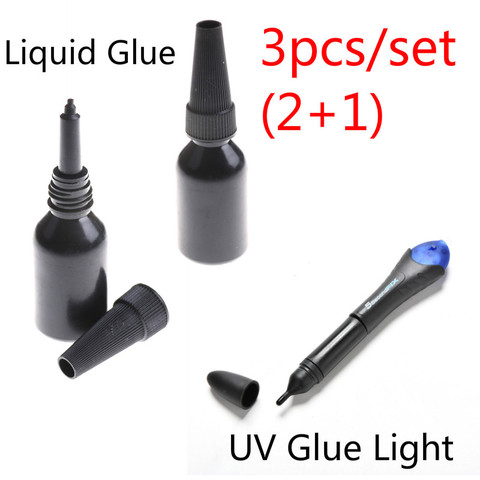 3Pcs/set Industrial 5 Second Fix Liquid Glue With 1Pcs UV Light Refill Bottle Glass Metal Plastic LED Adhesive Touch Screen Wood ► Photo 1/6