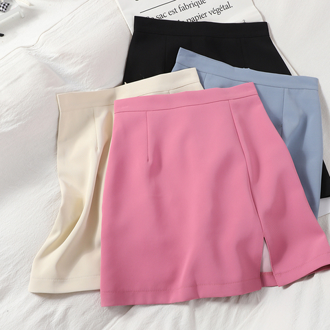 HELIAR Women Skirt Split A-line High-waist Mini Skirts Preppy Style Office Lady Elegant Casual 2022 Summer Skirts For Women ► Photo 1/6