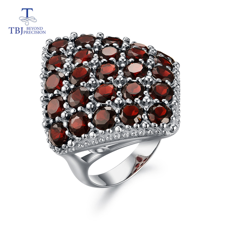 Garnet big ring natural gemstone round 4mm with 925 sterling silver fine jewelry for women wife birthday nice gift tbj promotion ► Photo 1/6