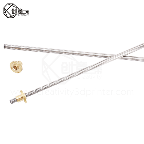 CNC 3D Printer THSL-300-8D Trapezoidal Rod T8 Lead Screw Thread 8mm Lead2mm Length100mm200mm300mm400mm500mm600mmwith Brass Nut ► Photo 1/6