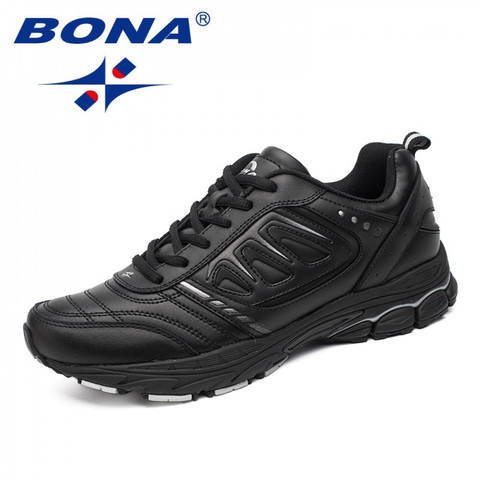 BONA Men's Running Shoes Anti-Skidding Leather Comfortable Winter Lace up Sneakers Man Breathable Durable Outdoor Sports Shoes ► Photo 1/6