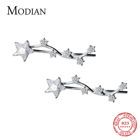 Modian Silver 925 Stars Elegant Charm Stud Earrings for Women Clear CZ 925 Sterling Silver Statement Wedding Jewelry Gifts ► Photo 1/5