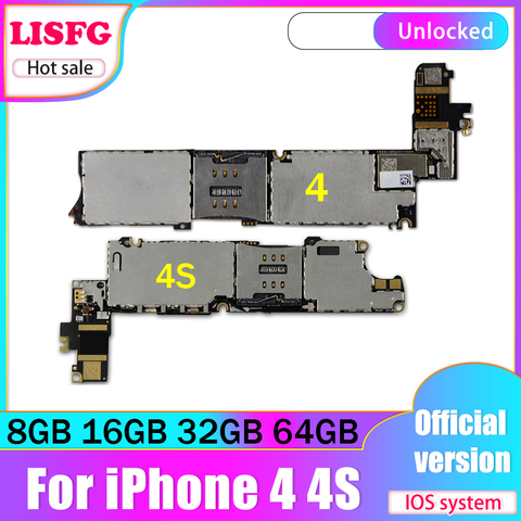  unlocked for iphone 4 4g 4s Motherboard with Full Chips 8GB 16GB 32GB 64GB Logic Board for iphone 4 4s mainboard ► Photo 1/2