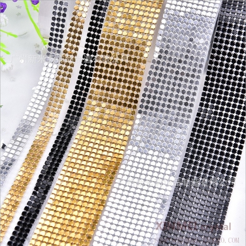 3Mm 1Cm Width 3Rows/Lot Mesh Metal Rhinestone 3 Color Trim Sewing Strass Crystal Bridal Applique Roll For Clothes Placemat ► Photo 1/6