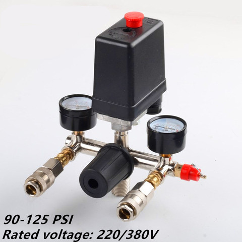 Air compressor parts Bama bracket regulator wind air compressor bracket with gauge pressure switch 220V safety valve ► Photo 1/4