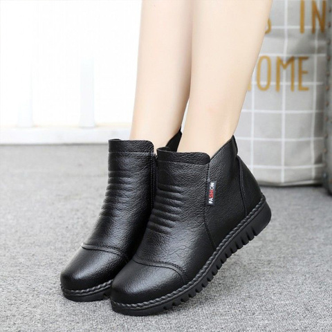 2022 Fashion Vintage Ankle Boots For Women Genuine Leather Plush Warm Shoes Female Leather Boots ► Photo 1/6