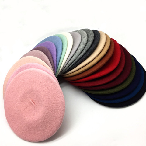 Wool Beret for Women 2022 Girls Mustard Purple Winter Hat Slouchy Painter Style Pink Wool Baker Boy Hat ► Photo 1/6