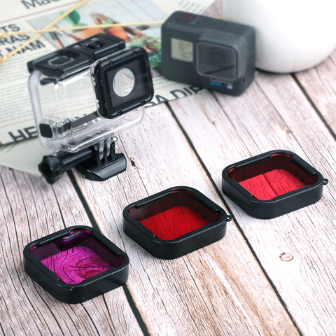 Super Thin Waterproof Filters 3Pcs Red Pink Purple Underwater Diving Filter Set for Gopro Hero 5/6/7 Black Original Housing case ► Photo 1/6