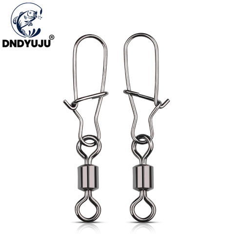 DNDYUJU 50PCS 2/0# 1/0# 1#-12# Stainless Steel Fishing Connector Pin Bearing Rolling Swivel Snap Pins Fishing Tackle Accessories ► Photo 1/6