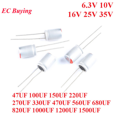 10pcs DIP Solid Electrolytic Capacitor 6.3V 10V 16V 25V 35V 100UF 150UF 220UF 330UF 470UF 560UF 680UF 820UF 1000UF 1200UF 1500UF ► Photo 1/6