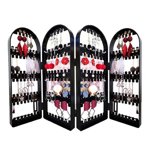 2/3/4 Fans Panels Folding Earrings Studs Rack Shelf Screen Display Stand Holder Jewelry Stand Earrings Necklaces Organizer Displ ► Photo 1/6