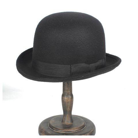 Women Men Black Wool Bowler Hat Topper Top Hats Fedora  Magician Billycock Groom Hat Size 57-58CM ► Photo 1/6
