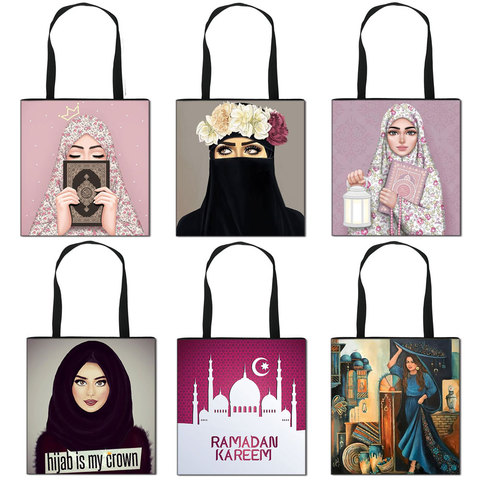 Hijab Face Muslim Shoulder Bag Women Casual Totes Large Capacity Ladies Shopping Bags Islamic Gril Handbag Travel Bags ► Photo 1/6