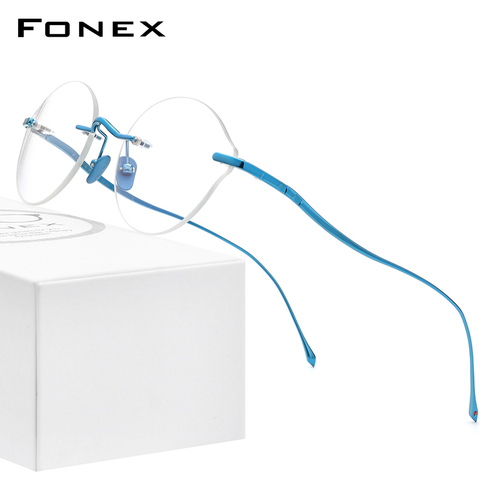 FONEX Pure Titanium Glasses Frame Women 2022 New Men Rimless Prescription Eyeglasses Frame Myopia Optical Eyewear 8534 ► Photo 1/6