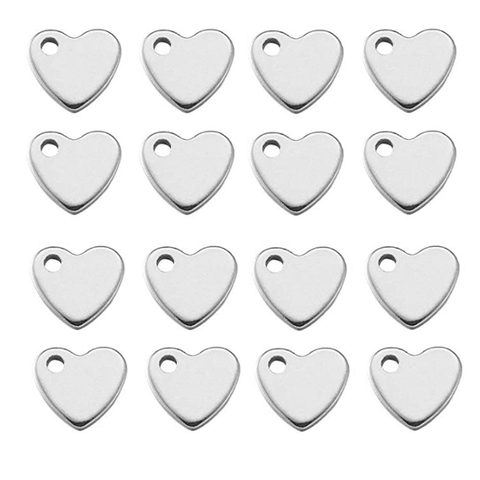 50Pcs/Lot Stainless Steel  6*7mm/9*10mm Heart Charm Jewelry Tags Making Bracelet Necklace DIY For Jewelry Makings Wholesales ► Photo 1/6