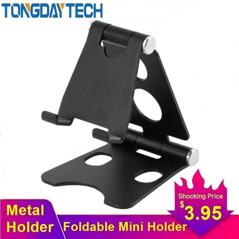 Tongdaytech Desk Mobile Phone Stand Aluminium Holder Foldable Mini Mount Telefon Tutucu For Iphone Tablet Smartphone ► Photo 1/6