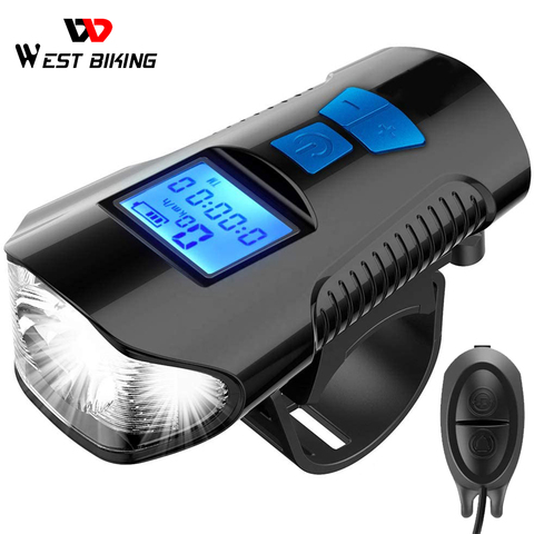 Waterproof Bicycle Light USB Rechargeable Bike Front Light Flashlight with Bike Computer LCD Speedometer Cycling Head Light Horn ► Photo 1/6