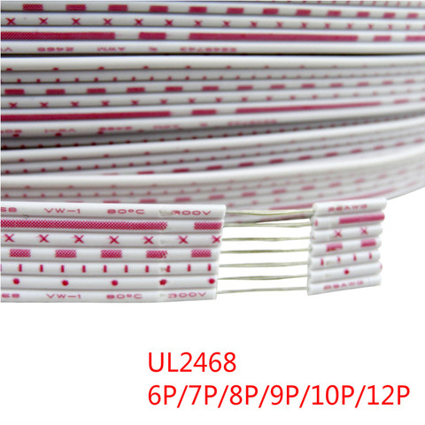 1 meter UL2468 Flat Ribbon Cable 26AWG LED Display Screen 2.54mm Red And White PVC Ribbon Cable 4P 5P 6P 7P 8P 9P 10P 12P ► Photo 1/2