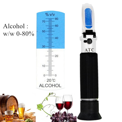 Hand held 0-80% Alcohol Refractometer ATC Liquor tester Alcoholometer Adjustable Manual Focusing Aluminum 40%off ► Photo 1/6