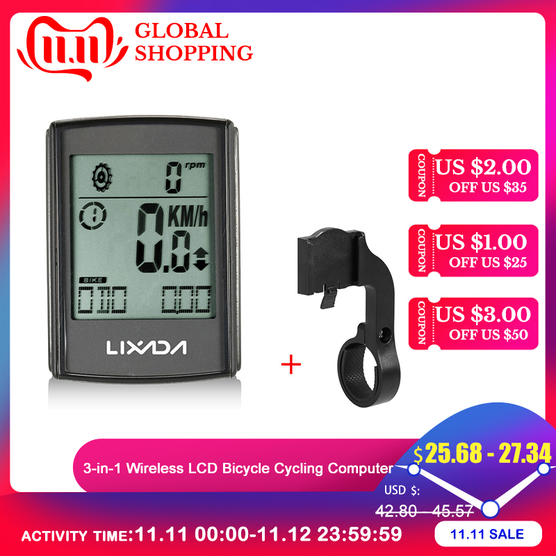 Lixada 3-in-1 Wireless LCD Bicycle Computer & Cadence Heart Rate Monitor 