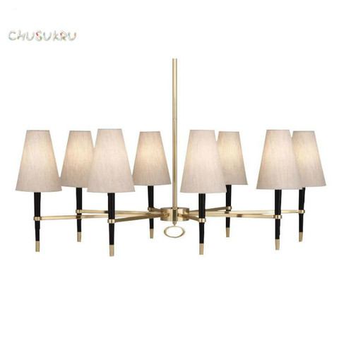American style rural copper chandelier creativity new Chinese chandelier restaurant simple retro fabric lamp ► Photo 1/6