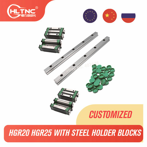 2pc HGR20 hgr25 Square Linear Guide Rail 1000mm+4pc Slide Block Carriages HGH20CA HGW20CC hgh25ca hgw25 CNC Router Engraving ► Photo 1/6