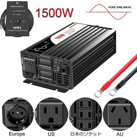 1500W pure sine wave solar power inverter DC 12V 24V 48V  to AC 110V 220V with remote control ► Photo 1/6