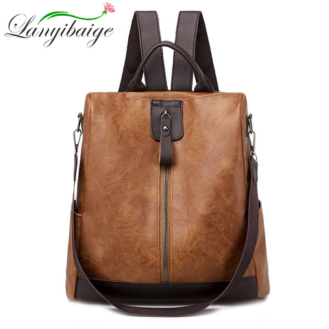 2022 new women backpack high quality leather ladies backpack large capacity schoolbag travel backpack designer bag mochila ► Photo 1/6