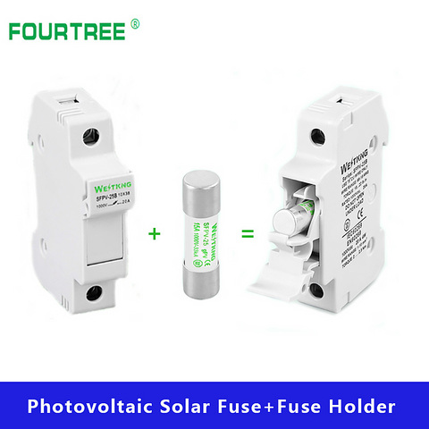 1Set Photovoltaic Solar Fuse Holder With 10*38mm DC 1000V 1A 3A 5A 10A 15A 20A 25A 32A For Combiner Box Solar System Protection ► Photo 1/6