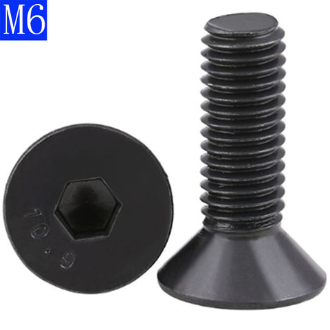 M6 - 1.0  6mm DIN7991 Black 10.9 Class Alloy Steel Hex Socket Countersunk Head Screw Flat Hex Socket bolts DIN 7991 ► Photo 1/5