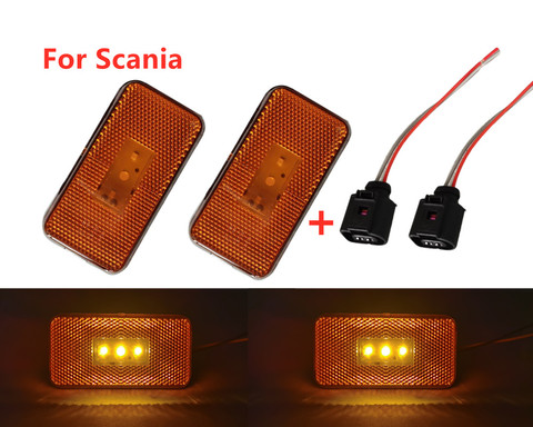 2pcs 24v Amber Led lights for Scania side marker Heavy Truck for Scania Clearance Lamps truck body parts with 2pcs connector ► Photo 1/6