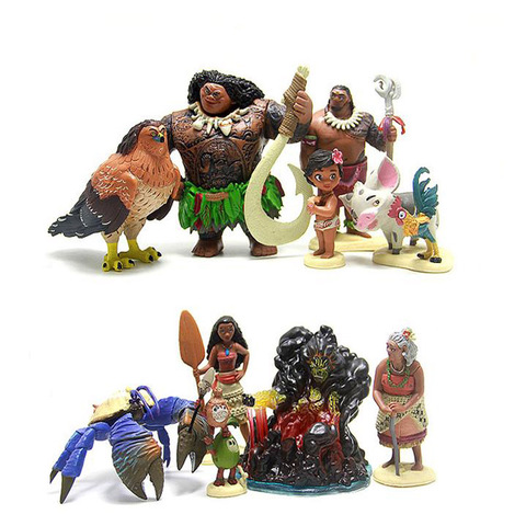 10pcs Disney Princess Moana Anime Figure Toy Legend Vaiana Maui Chief Tui Tala Heihei Pua Action Figure Decor Toys For Kids ► Photo 1/6