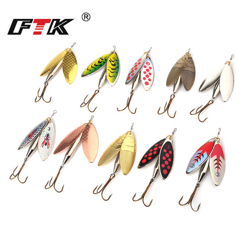 FTK 1pcs 20g 2#Hook Long Cast Fishing Lure Double Spinner Bait Artificial Hard Slice Metal Lures for Pike Fishing Fishing Tackle ► Photo 1/6