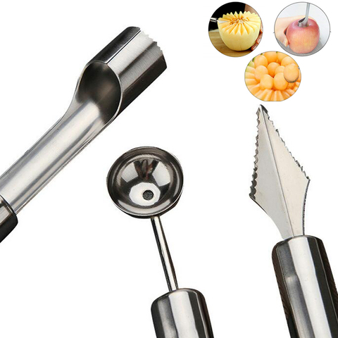 4 in 1 Melon Baller Scoop Set Stainless Steel Watermelon Cutter Fruit  Vegetable Tool Set Fruit Scooper Seed Remover Fruit Slicer - AliExpress