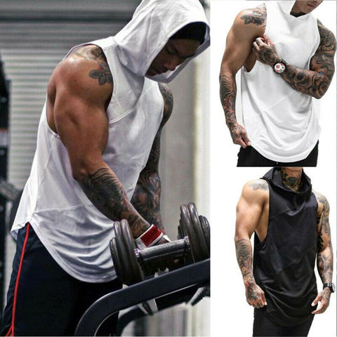 Hoodies Tank Tops Men Gym Clothing Bodybuilding Stringer Hoodies Tank Tops Muscle Hooded Vest Men Gym Clothing Bodybuilding ► Photo 1/6