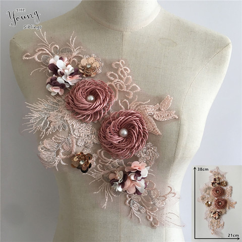 New arrive Embroidery Lace collar 3D flower Applique Wedding clothing Decorate Boutonniere Patch Sewing DIY ABS pearl Accessory ► Photo 1/3