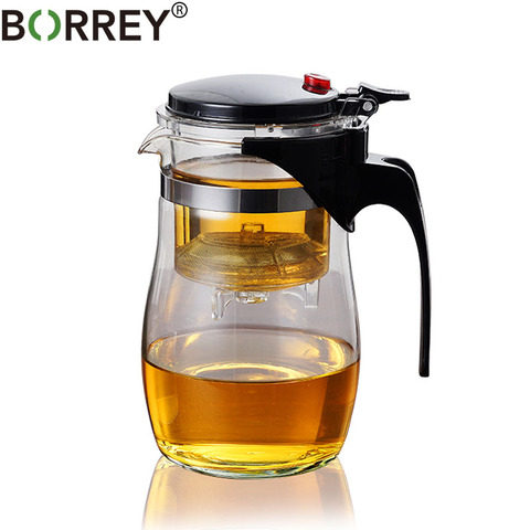 BORREY Borosilicate Glass Teapot Heat Resistant Glass Teapot With Tea Infuser Filter Puer Kettle 500Ml Kung Fu Tea Flower Teapot ► Photo 1/6