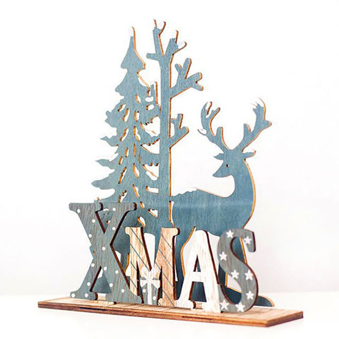 2022 New Year Natural Xmas Elk Wood Craft Christmas Tree Ornament Noel Christmas Decoration for Home Wooden Pendant Navidad Gift ► Photo 1/6