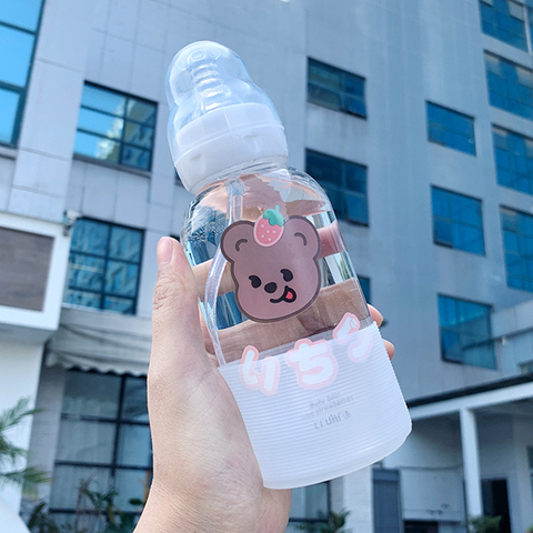 Cute Water Bottles Straw, Creative Water Bottle Girl