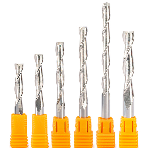 10pcs SHK 6mm 2 Flutes Carbide Milling Cutters CNC Router Bit Wood Acrylic Cutting Two Flutes MDF PVC End Mills CEL 17mm- 62mm ► Photo 1/1