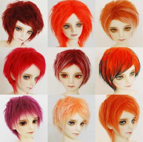 M0105 children handmade toy 1/12 1/8 1/6 1/3 1/4 uncle Doll wig BJD/SD doll props Accessories Orange red purple hair 1pcs ► Photo 1/6