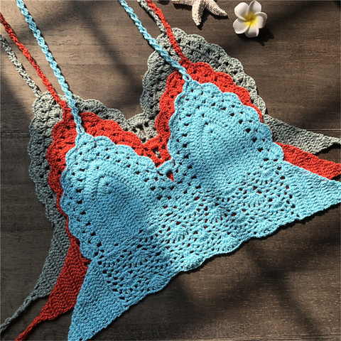 Crop Top Sexy Women Summer Backless Crochet Top Knit Beach Knitting Halter Cami Tank Crop Top ► Photo 1/6
