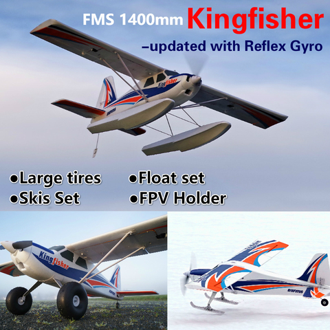 FMS 1400mm Kingfisher Trainer Beginner Water Sea Snow Plane With Flaps Floats Skis Reflex Gyro RC Airplane Model Plane Aircraft ► Photo 1/6