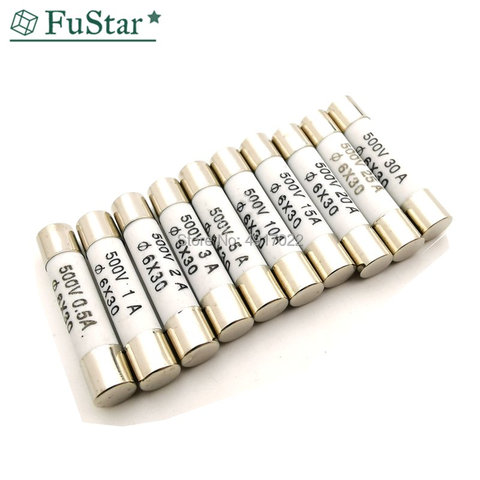 10Pcs 6*30 High Pressure smelt To break Fuse 6x30mm Fuse 500V 0.5A 1A 2A 3A 4A 5A 6A 8A 10A 13A 15A 16A 20A 25A 30A RO58 6x30 mm ► Photo 1/4