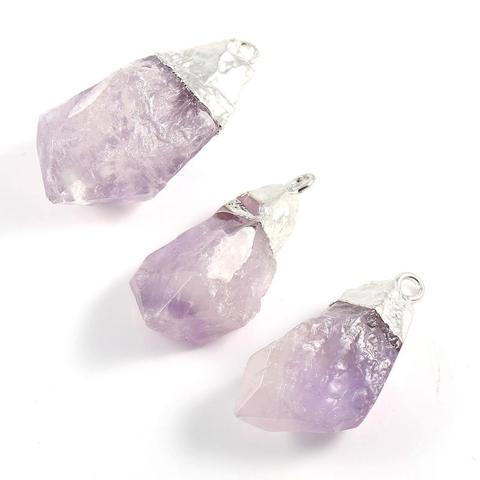 Natural Stone Amethysts Pendants Exquisite accessories Irregular DIY for Necklace or Jewelry Making size 20X40MM ► Photo 1/3