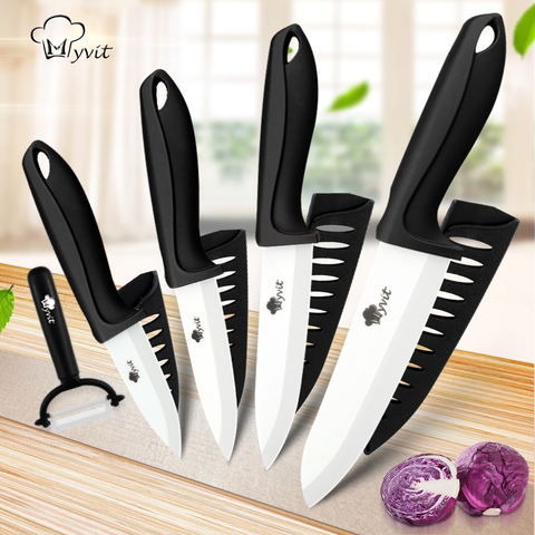 2022 New Ceramic Knife Set 3 4 5 6 inch Kitchen Knife Set Fruit Vegetable Utility Slicing Zirconium White Blade Chef Knives ► Photo 1/6