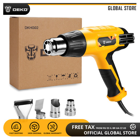 DEKO DKHG02 220V Heat Gun 3 Adjustable Temperature 2000W Advanced Electric Hot Air Gun with Four Nozzle Attachments Power Tool ► Photo 1/6